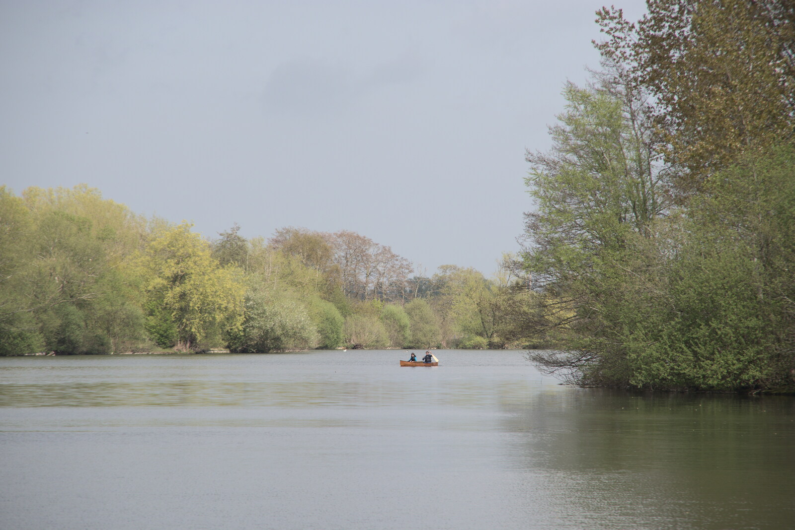 The Canoe's First Outing, Weybread Lake, Harleston - 1st May 2022: Fred and Isobel in a distant canoe