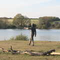 Harry waves a stick around, The Canoe's First Outing, Weybread Lake, Harleston - 1st May 2022