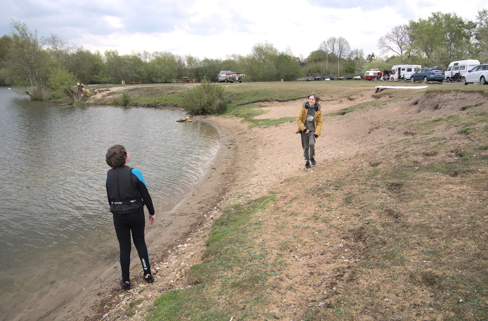 The Canoe's First Outing, Weybread Lake, Harleston - 1st May 2022: The boys on the beach
