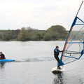 Fred on a windsurfer, The Canoe's First Outing, Weybread Lake, Harleston - 1st May 2022
