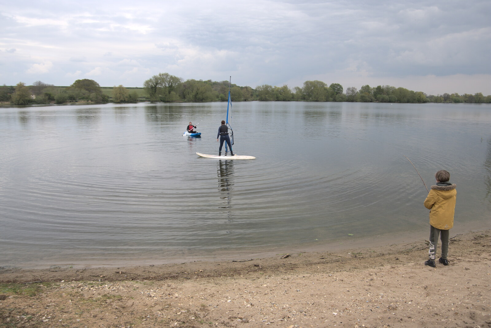The Canoe's First Outing, Weybread Lake, Harleston - 1st May 2022: Harry watches some windsurfing
