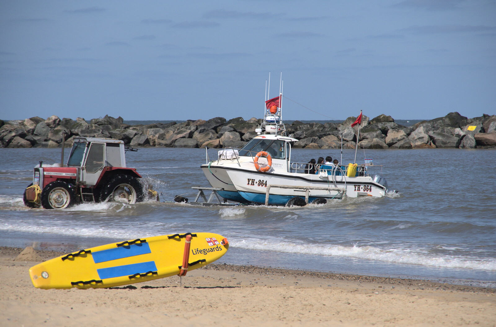 The tour boat puts out to sea from On the Beach at Sea Palling, Norfolk - 8th May 2022