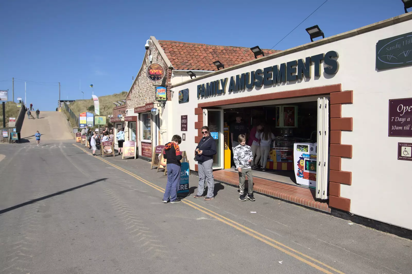 Outside the Family Amusements arcade, from On the Beach at Sea Palling, Norfolk - 8th May 2022