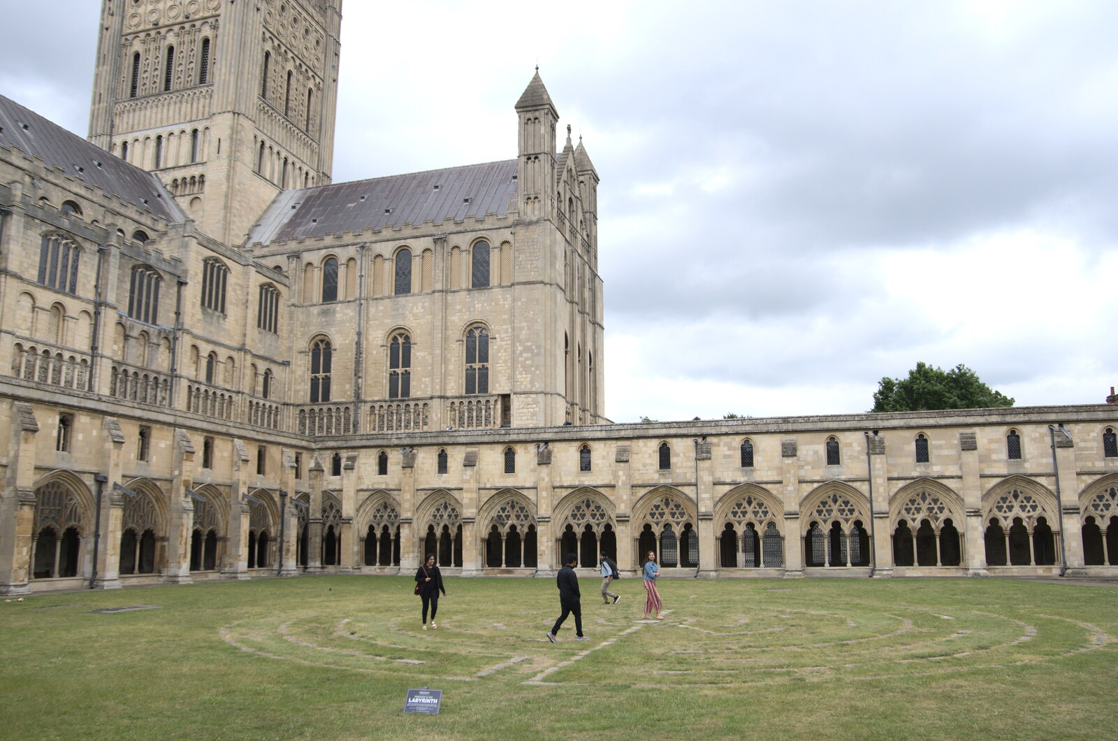 People run around in the Cloisters Labyrinth from Discovering the Hidden City: Norwich, Norfolk - 23rd May 2022