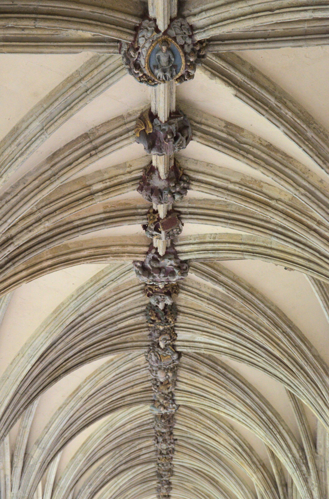 A line of roof bosses from Discovering the Hidden City: Norwich, Norfolk - 23rd May 2022
