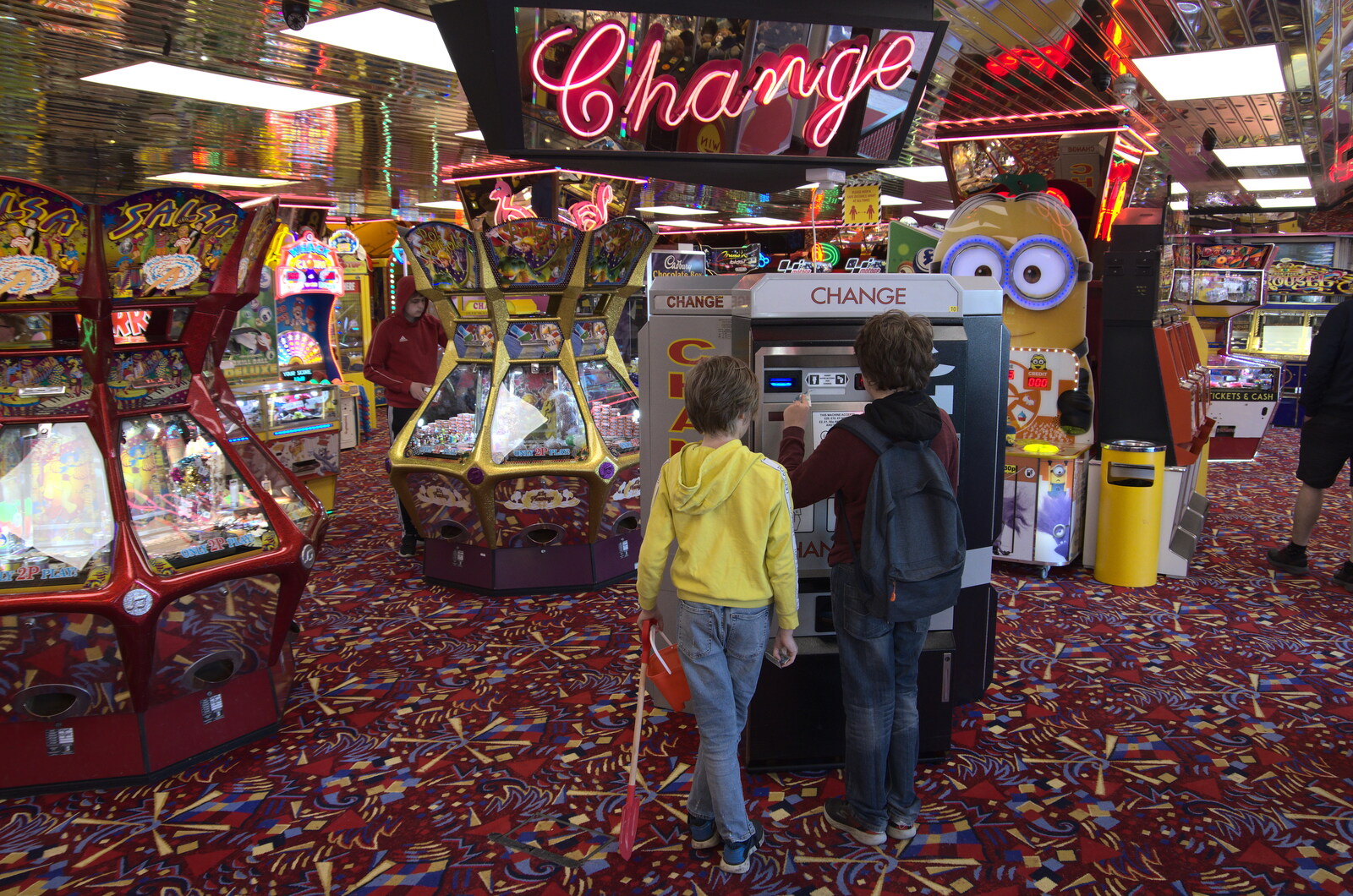 The boys are in the amusement arcade from Faded Seaside Glamour: A Weekend in Great Yarmouth, Norfolk - 29th May 2022