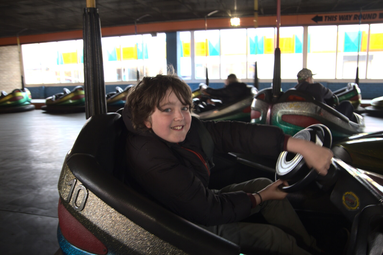 Fred spins around in the dodgems from Faded Seaside Glamour: A Weekend in Great Yarmouth, Norfolk - 29th May 2022