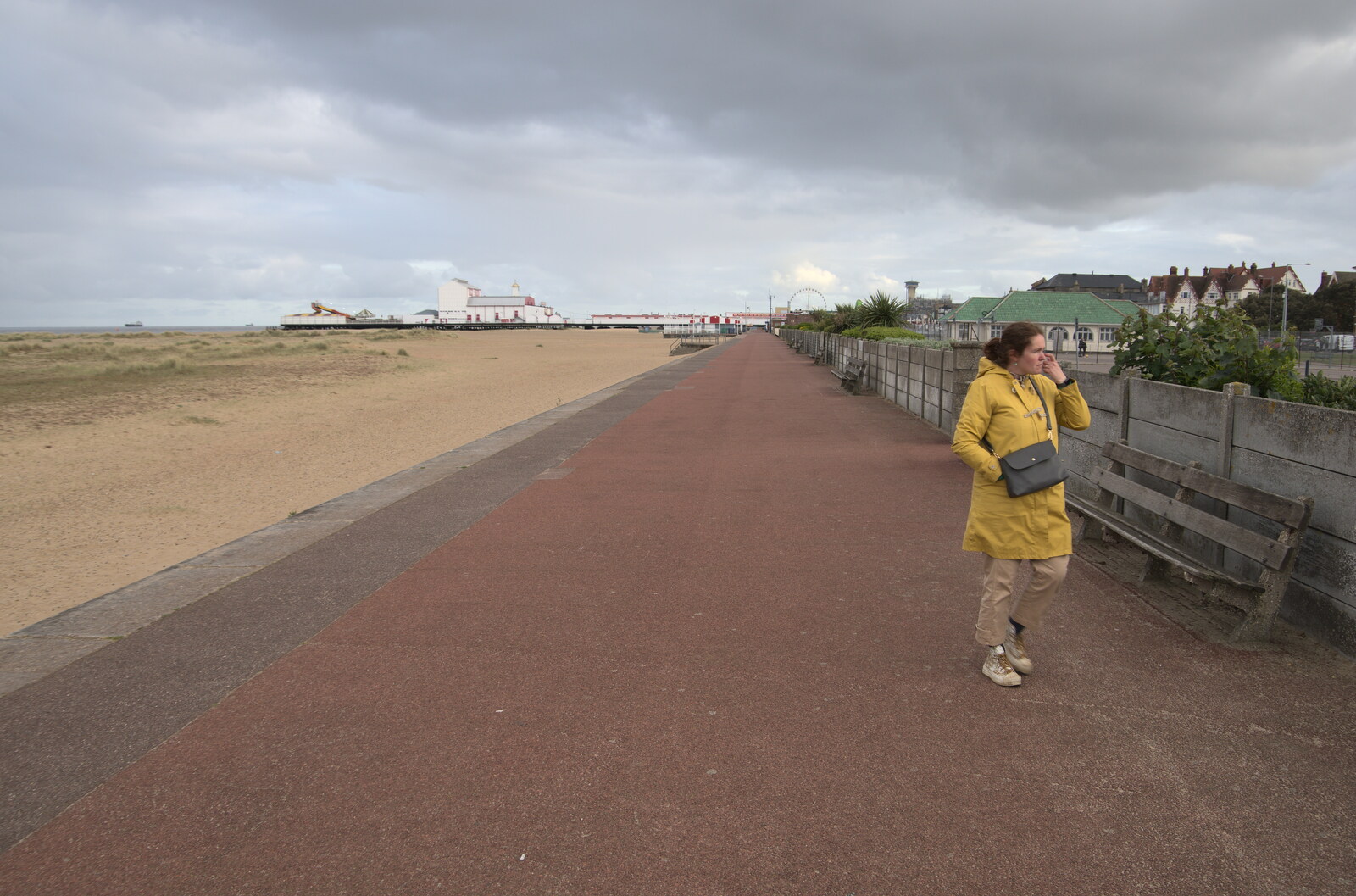 Isobel on the promenade from Faded Seaside Glamour: A Weekend in Great Yarmouth, Norfolk - 29th May 2022