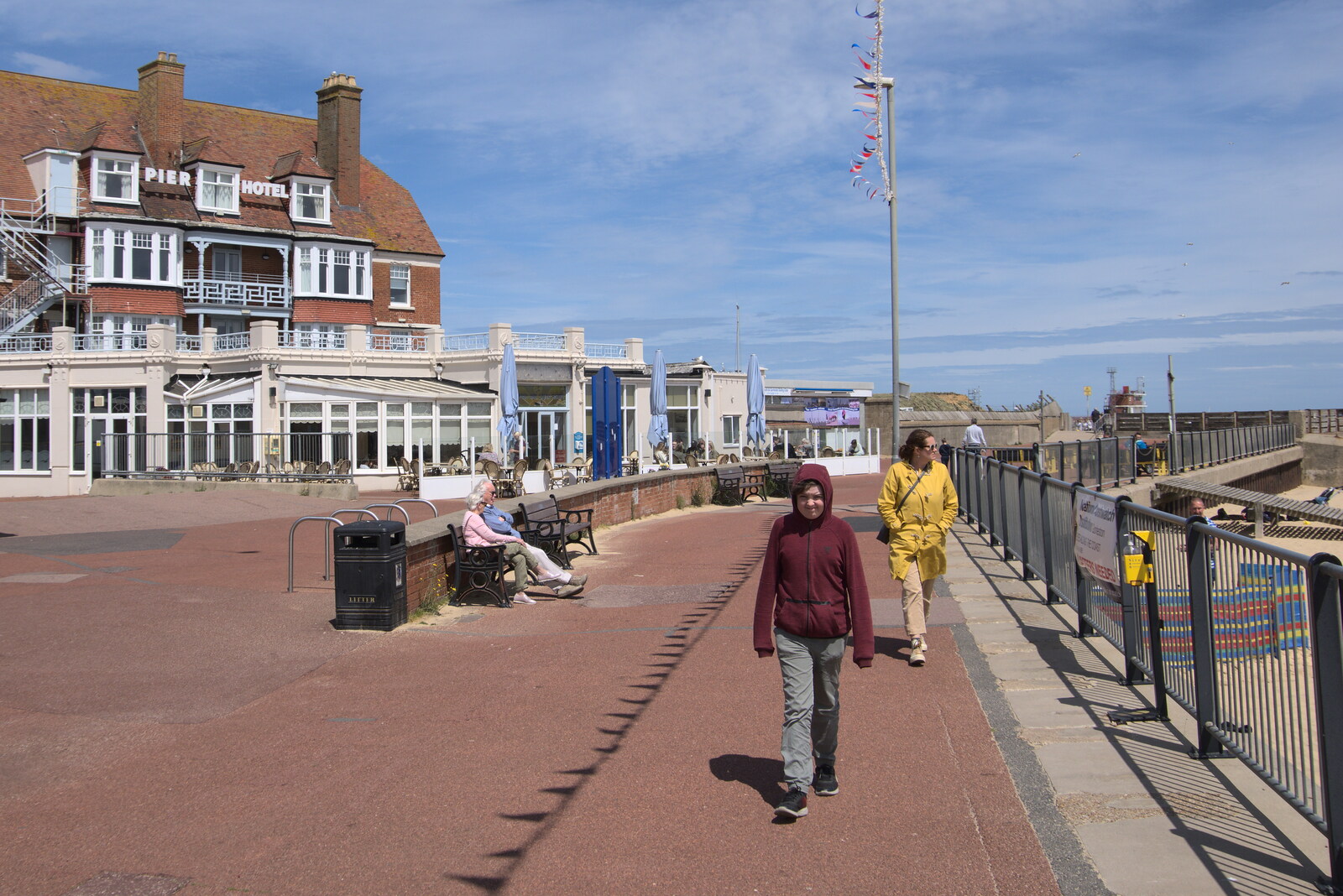 Fred and Isobel near the Pier Hotel from Faded Seaside Glamour: A Weekend in Great Yarmouth, Norfolk - 29th May 2022