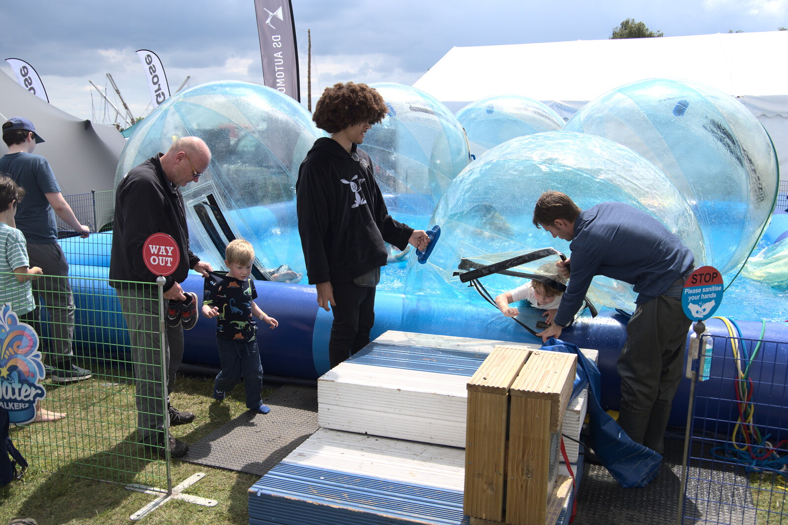 The Suffolk Show, Trinity Park, Ipswich - 1st June 2022: Kids have fun in floating Zorb balls