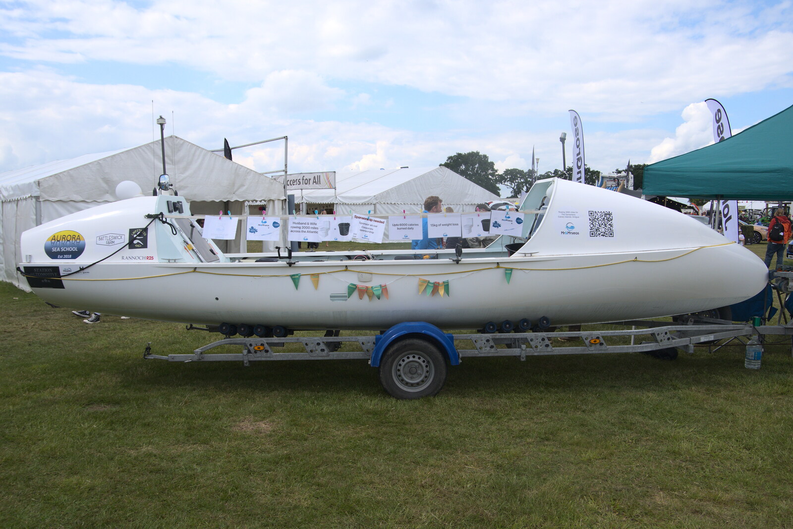 The Suffolk Show, Trinity Park, Ipswich - 1st June 2022: The transatlantic rowing boat