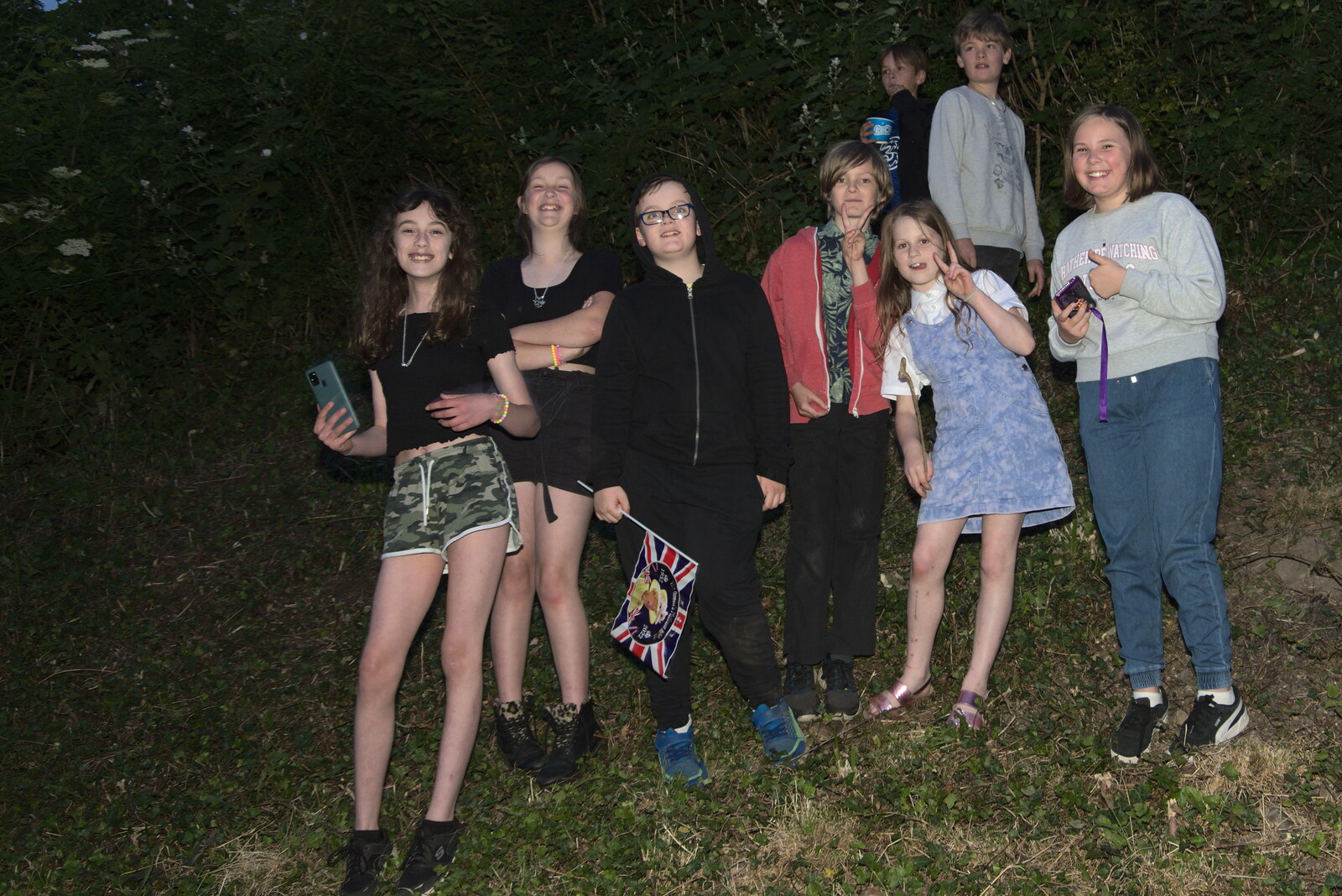 Harry and his gang on the hill from The Lighting of the Jubilee Beacon, Eye, Suffolk - 2nd June 2022