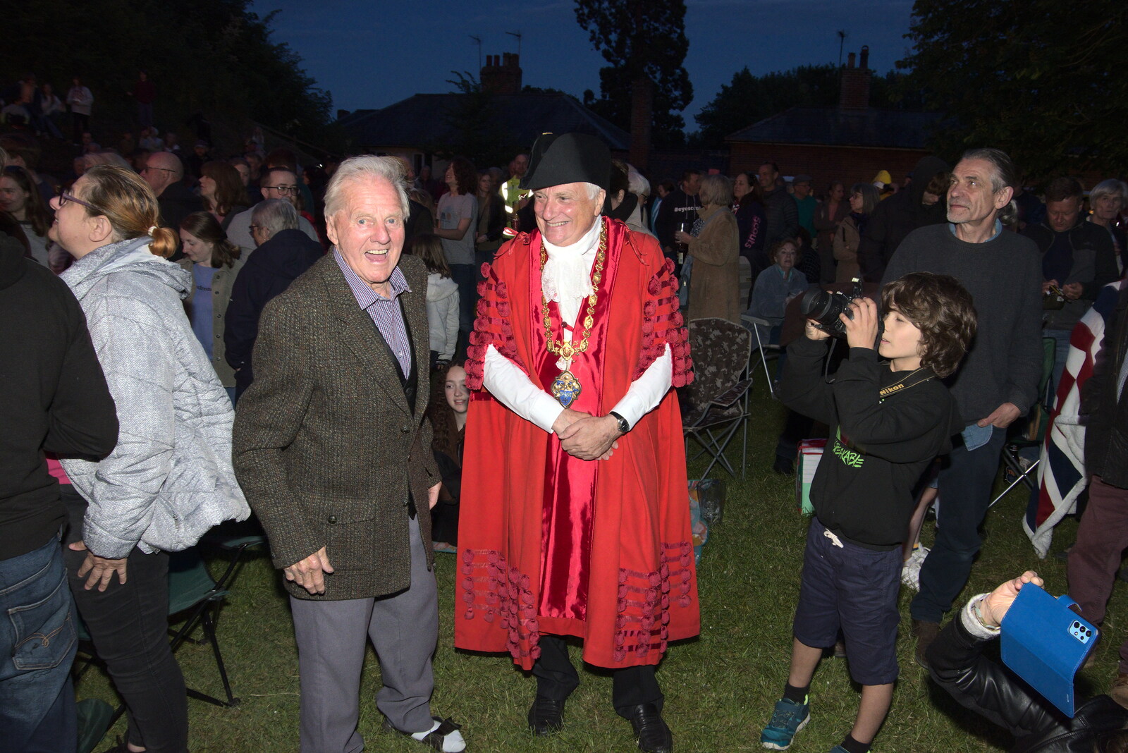 The mayor works the crowds from The Lighting of the Jubilee Beacon, Eye, Suffolk - 2nd June 2022