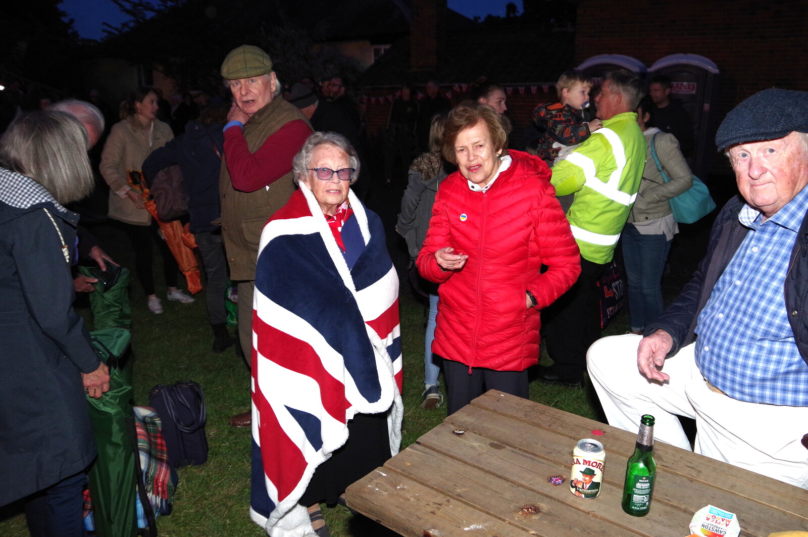 A Union Flag blanket from The Lighting of the Jubilee Beacon, Eye, Suffolk - 2nd June 2022