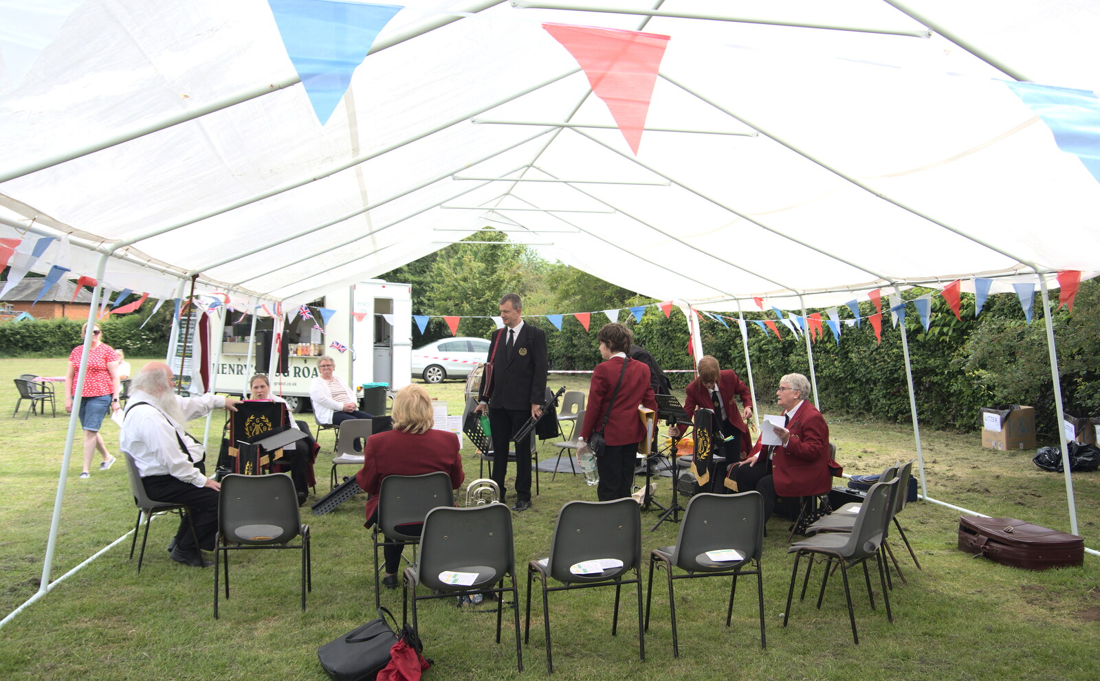 Nosher and Fred arrive at the marquee from The Gislingham Silver Band at Barningham, Suffolk - 3rd June 2022