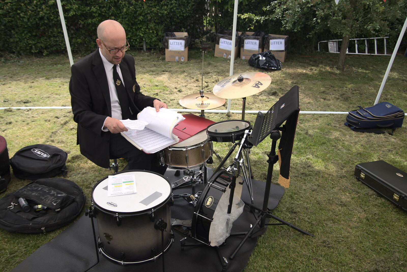 James is trialling his new travel drumkit from The Gislingham Silver Band at Barningham, Suffolk - 3rd June 2022