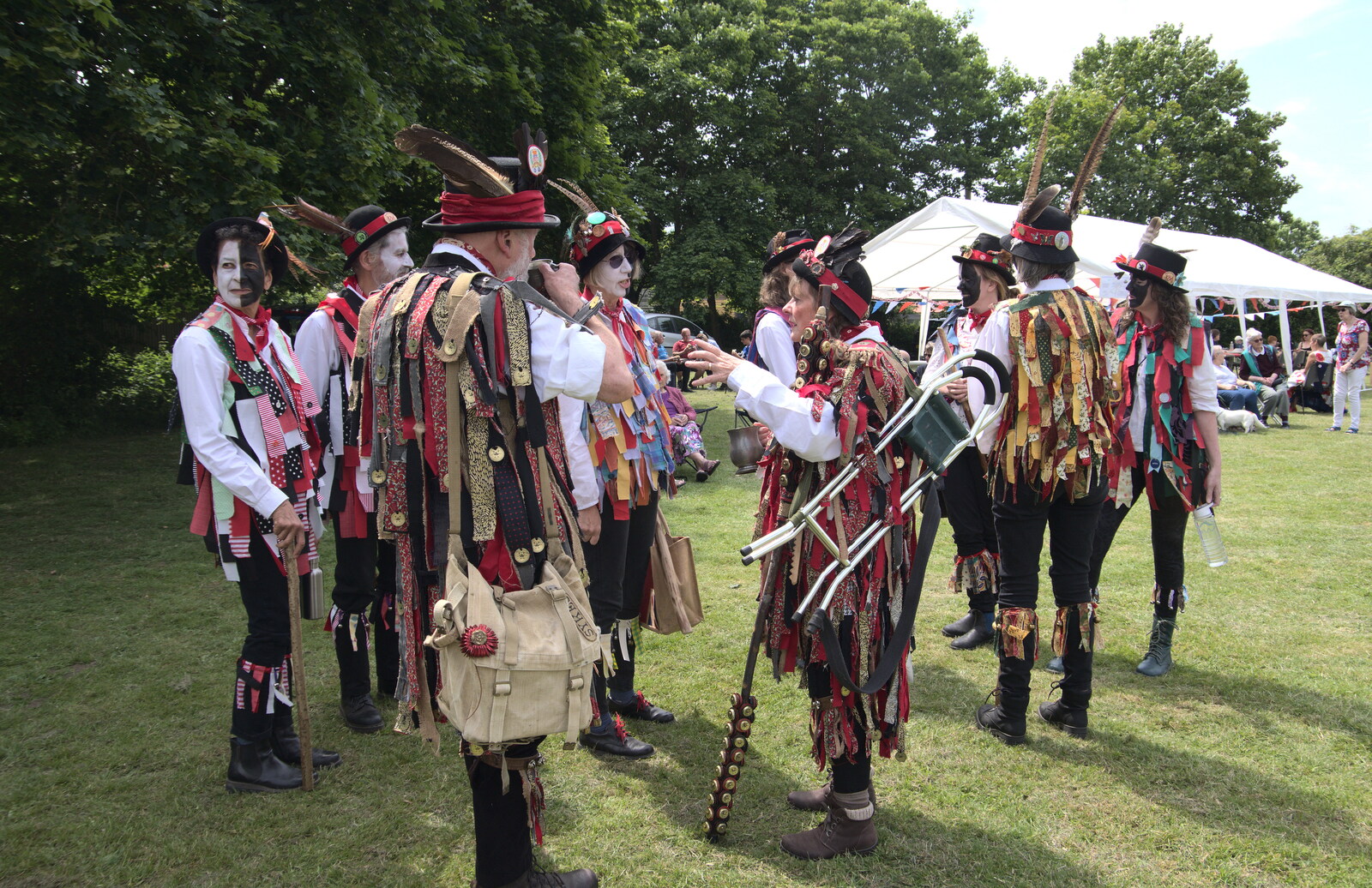 A Morris troupe hangs around from The Gislingham Silver Band at Barningham, Suffolk - 3rd June 2022