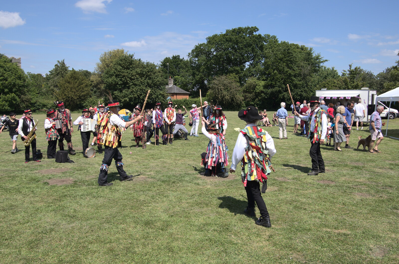 Morris dancing on the playing field from The Gislingham Silver Band at Barningham, Suffolk - 3rd June 2022