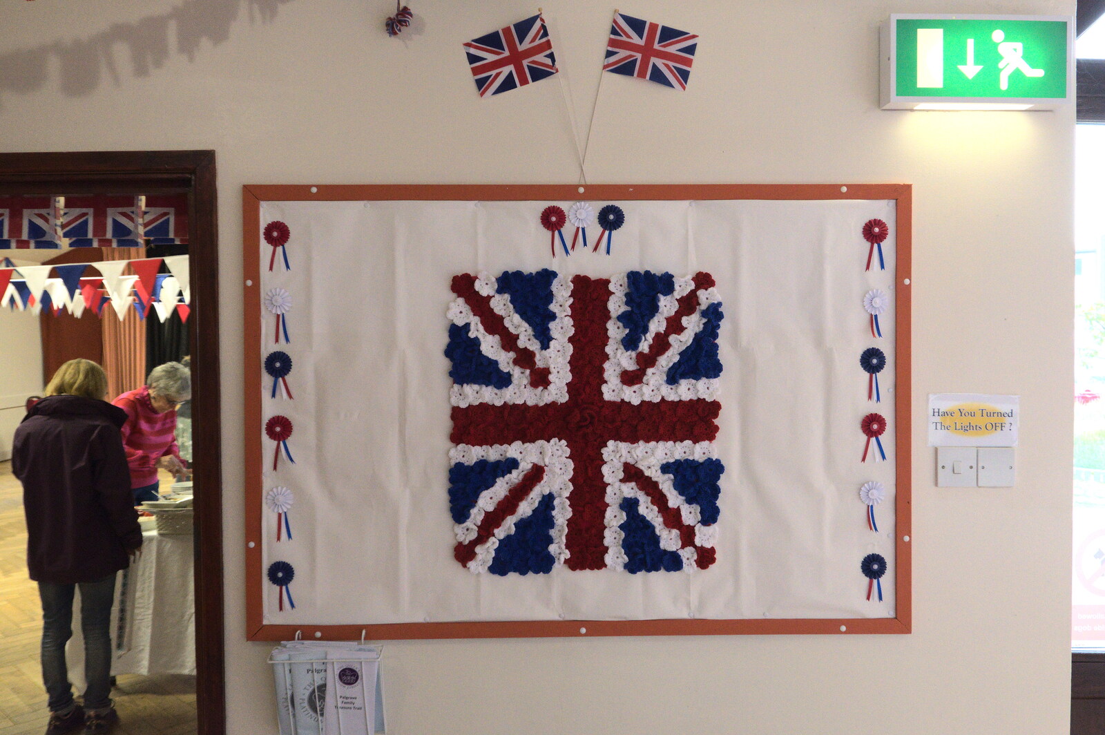 Platinum Jubilee Sunday in Palgrave, Brome and Coney Weston - 5th June 2022: A crocheted Union flag