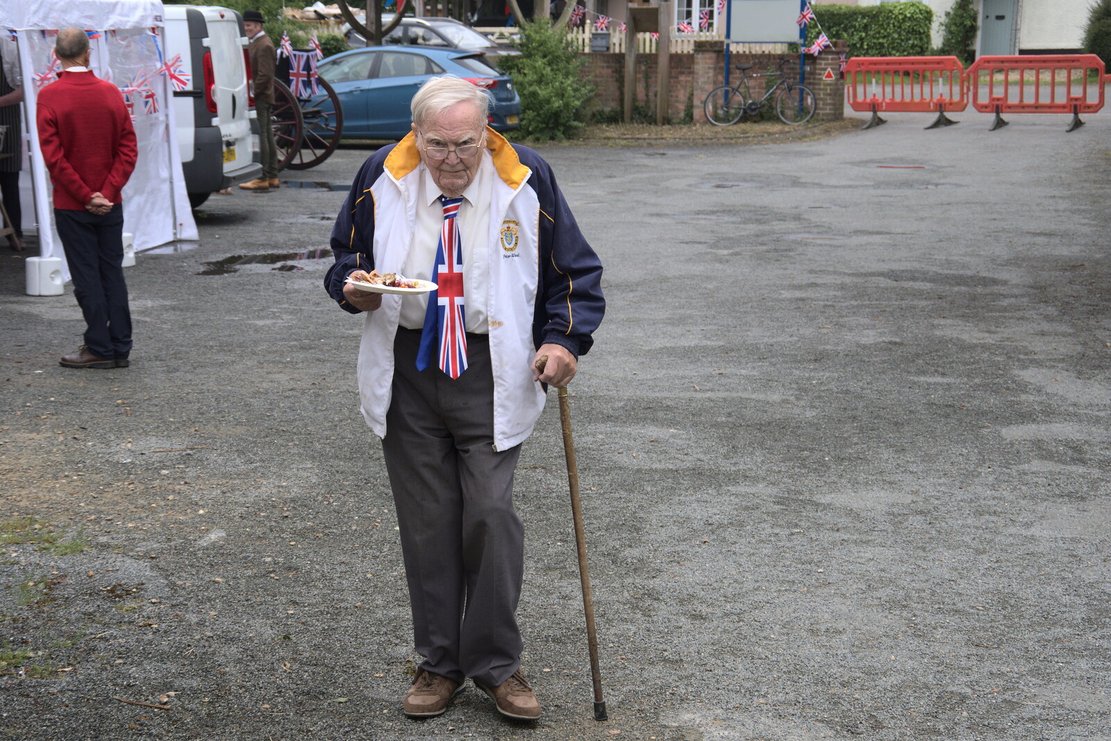 Platinum Jubilee Sunday in Palgrave, Brome and Coney Weston - 5th June 2022: A nice line in Union flag ties is on display