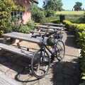 The bike leans on a bench, A Bike Ride Miscellany, Brome to Cotton, Suffolk - 6th June 2022