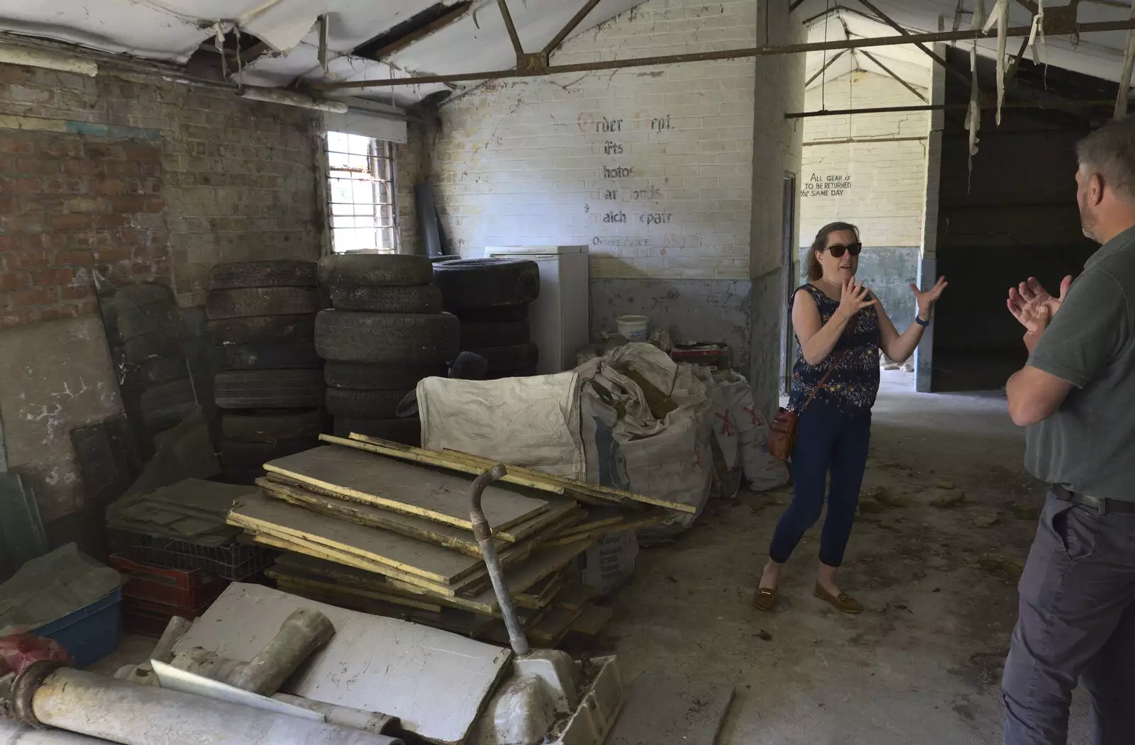 Suzanne talks about something, from A 1940s Timewarp, Site 4, Bungay Airfield, Flixton, Suffolk - 9th June 2022