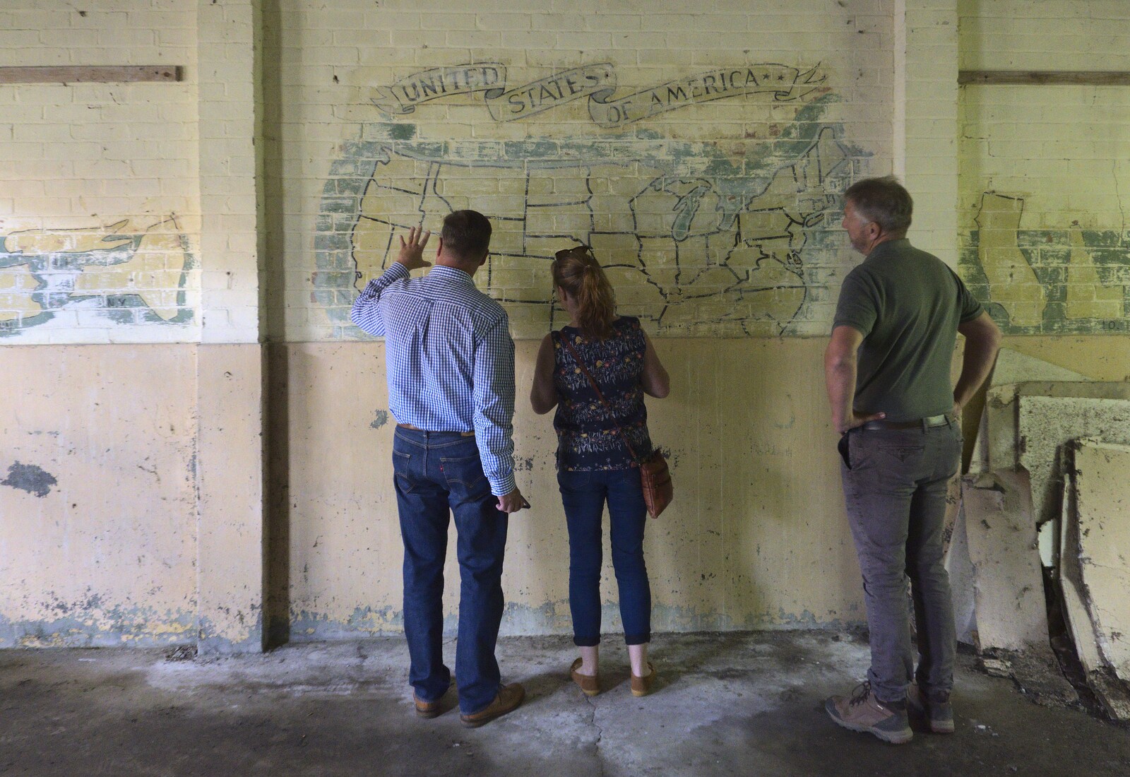 The remains of a map of the USA from A 1940s Timewarp, Site 4, Bungay Airfield, Flixton, Suffolk - 9th June 2022