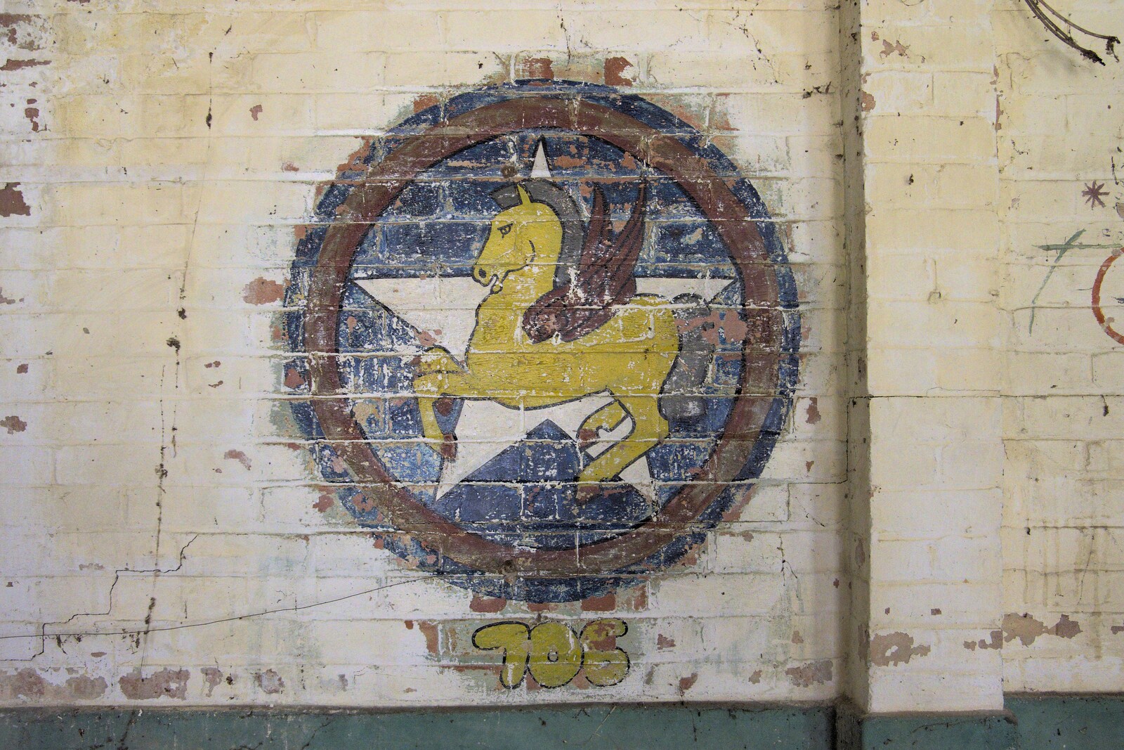 A winged unicorn - emblem of the 705th Bomb Squadron from A 1940s Timewarp, Site 4, Bungay Airfield, Flixton, Suffolk - 9th June 2022