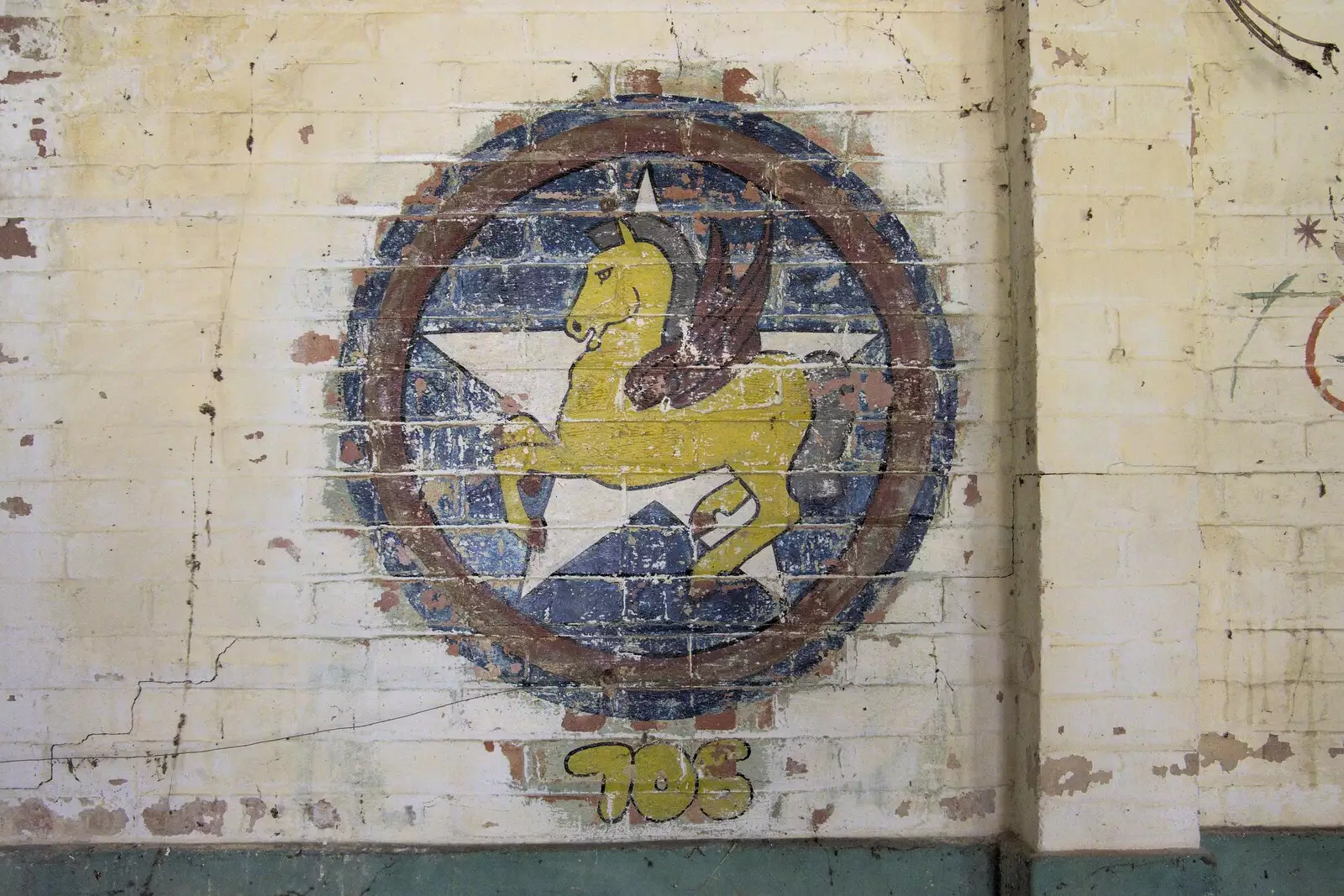 A winged unicorn - emblem of the 705th Bomb Squadron, from A 1940s Timewarp, Site 4, Bungay Airfield, Flixton, Suffolk - 9th June 2022