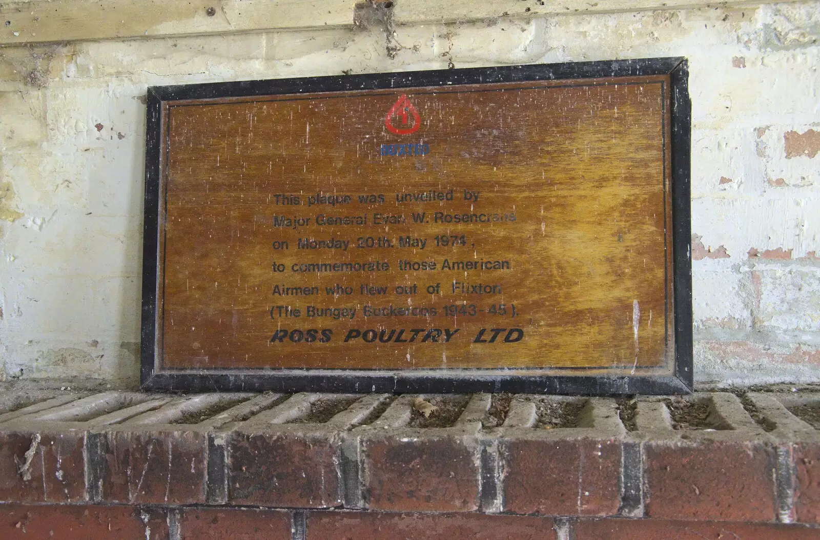 A commemorative plaque from Ross Poulty/Buxted, from A 1940s Timewarp, Site 4, Bungay Airfield, Flixton, Suffolk - 9th June 2022