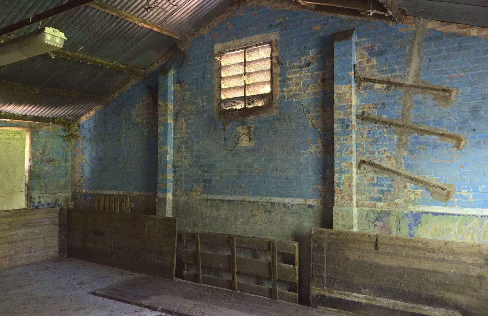 Flaking blue paint on a wall, from A 1940s Timewarp, Site 4, Bungay Airfield, Flixton, Suffolk - 9th June 2022