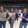 Isobel and Allyson dance around, The Killers at Carrow Road, Norwich, Norfolk - 9th June 2022