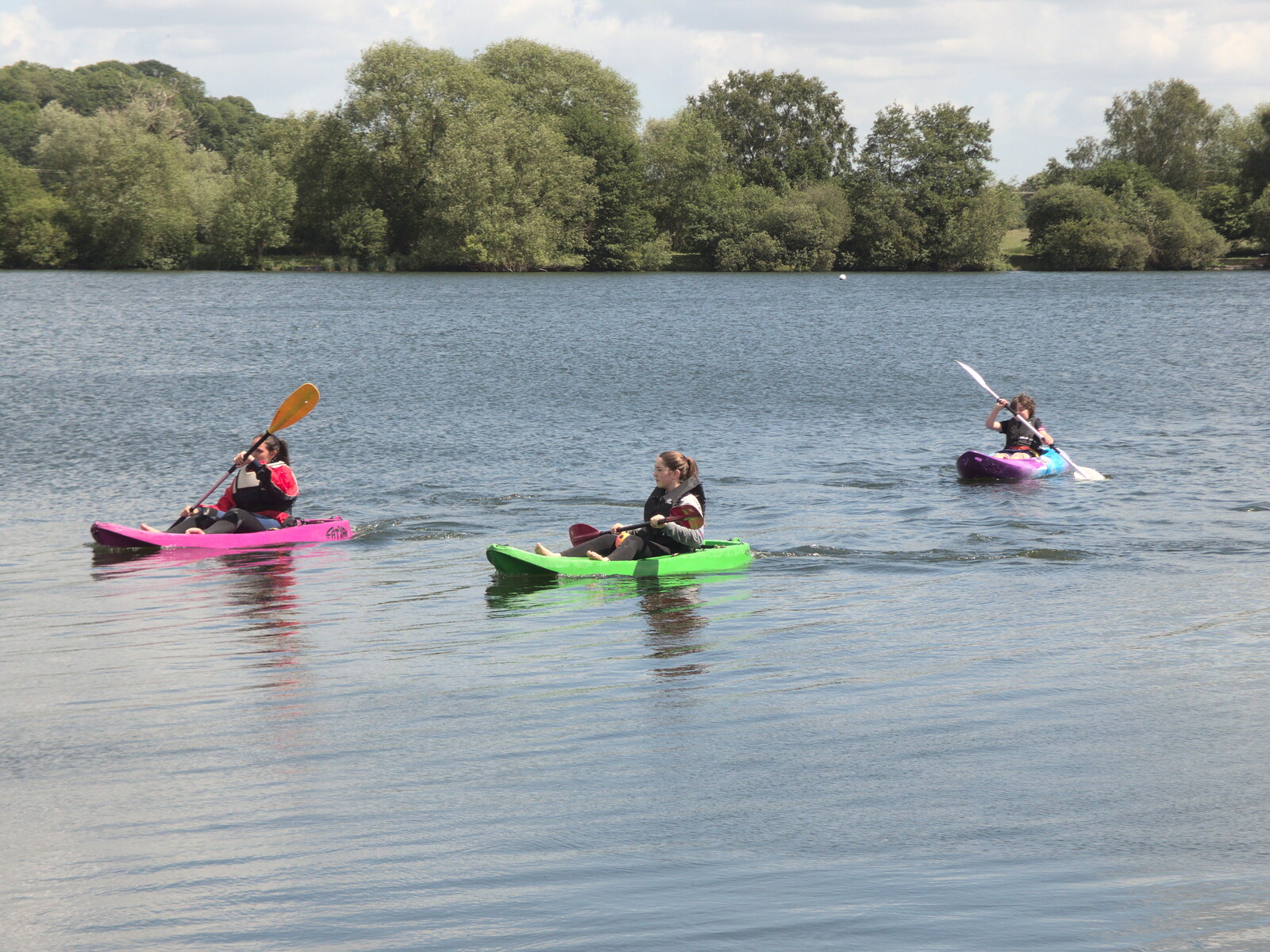 A Day at the Lake, Weybread Pits, Harleston, Norfolk - 11th June 2022: Emma and Amelia head the group