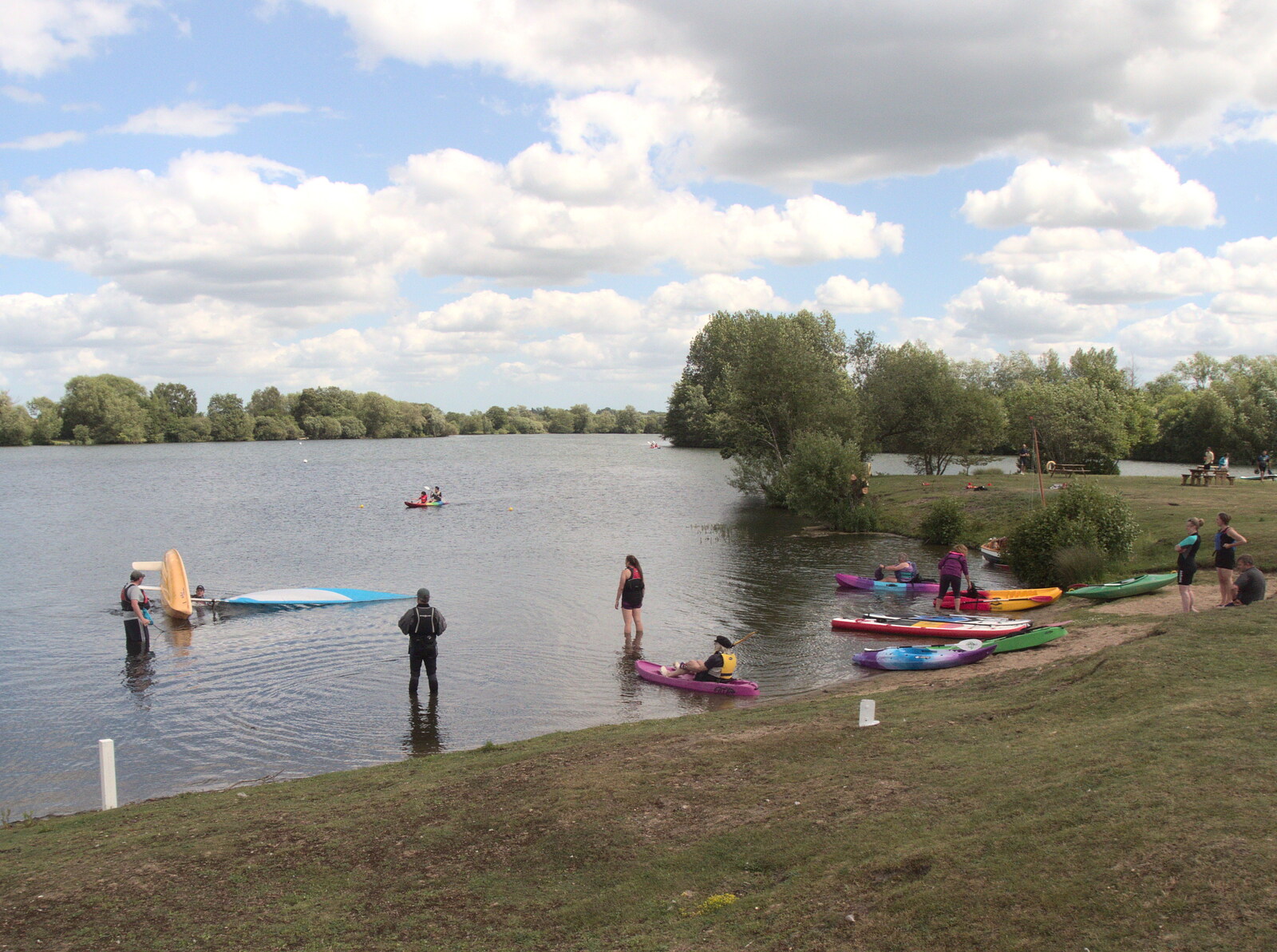 A Day at the Lake, Weybread Pits, Harleston, Norfolk - 11th June 2022: Some capsize-righting lessons occur