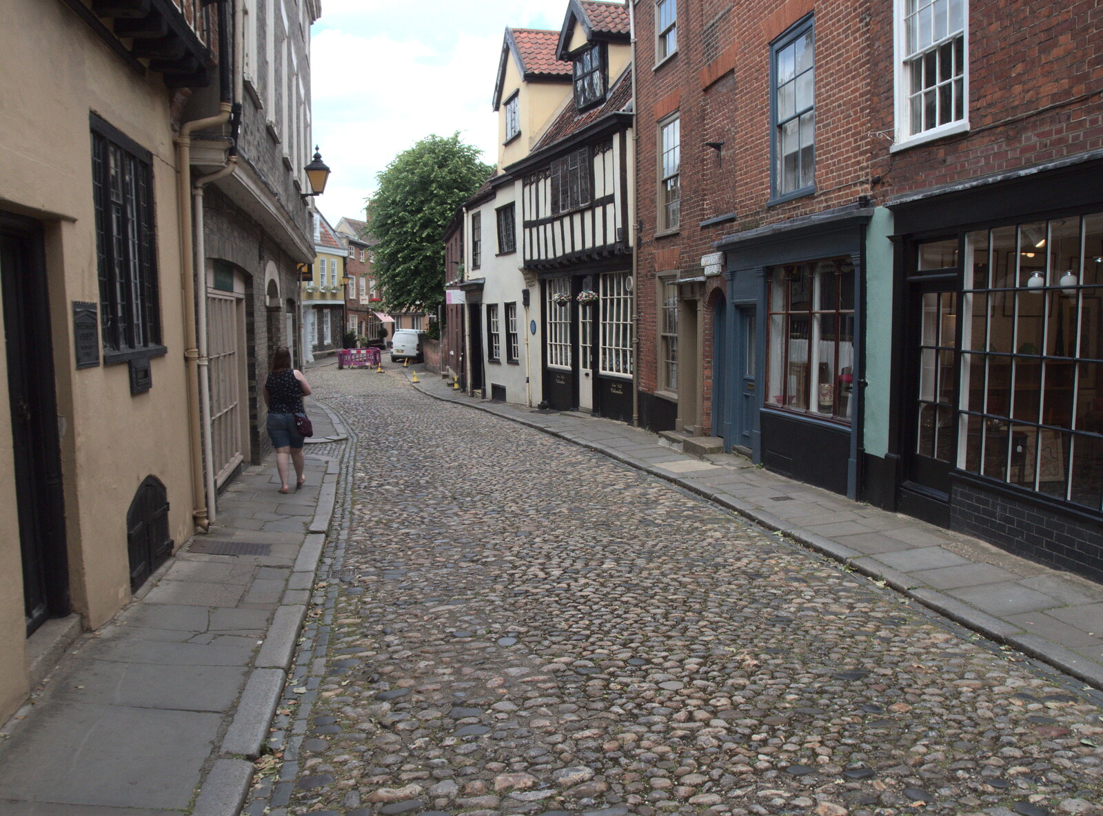 Fred's Flute Exam and Sean and Hannah Visit, Norwich and Brome, Suffolk - 18th June 2022: The cobbley Elm Hill