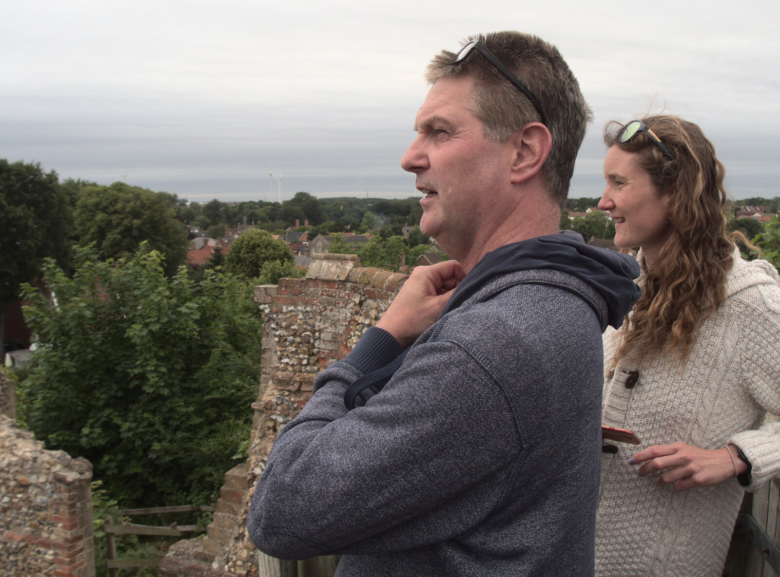 Fred's Flute Exam and Sean and Hannah Visit, Norwich and Brome, Suffolk - 18th June 2022: Sean and Hannah look out from Eye Castle