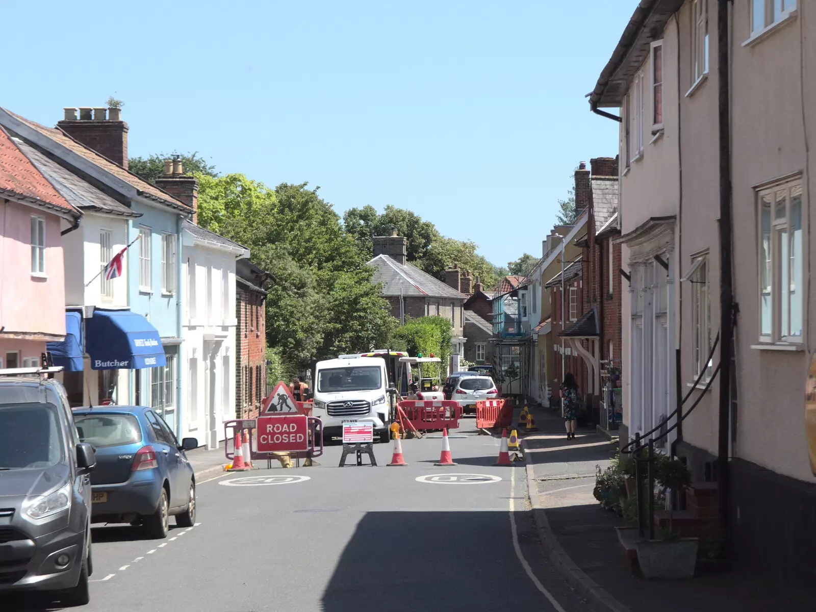 Church Street in Eye is totally closed, from Pizza at the Village Hall, Brome, Suffolk - 24th June 2022