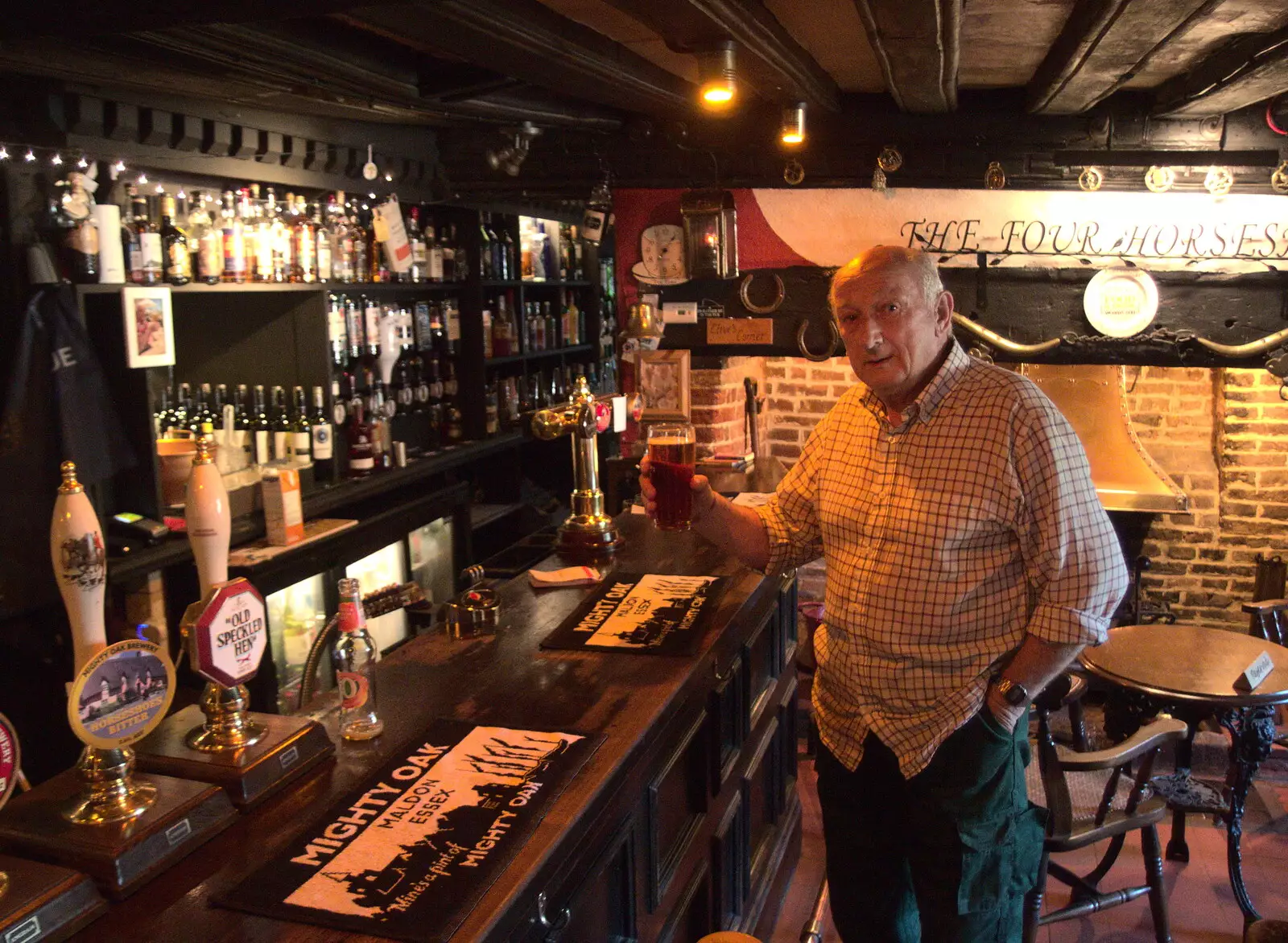 At the bar of the Four Horshoes in Thornham, from Pizza at the Village Hall, Brome, Suffolk - 24th June 2022