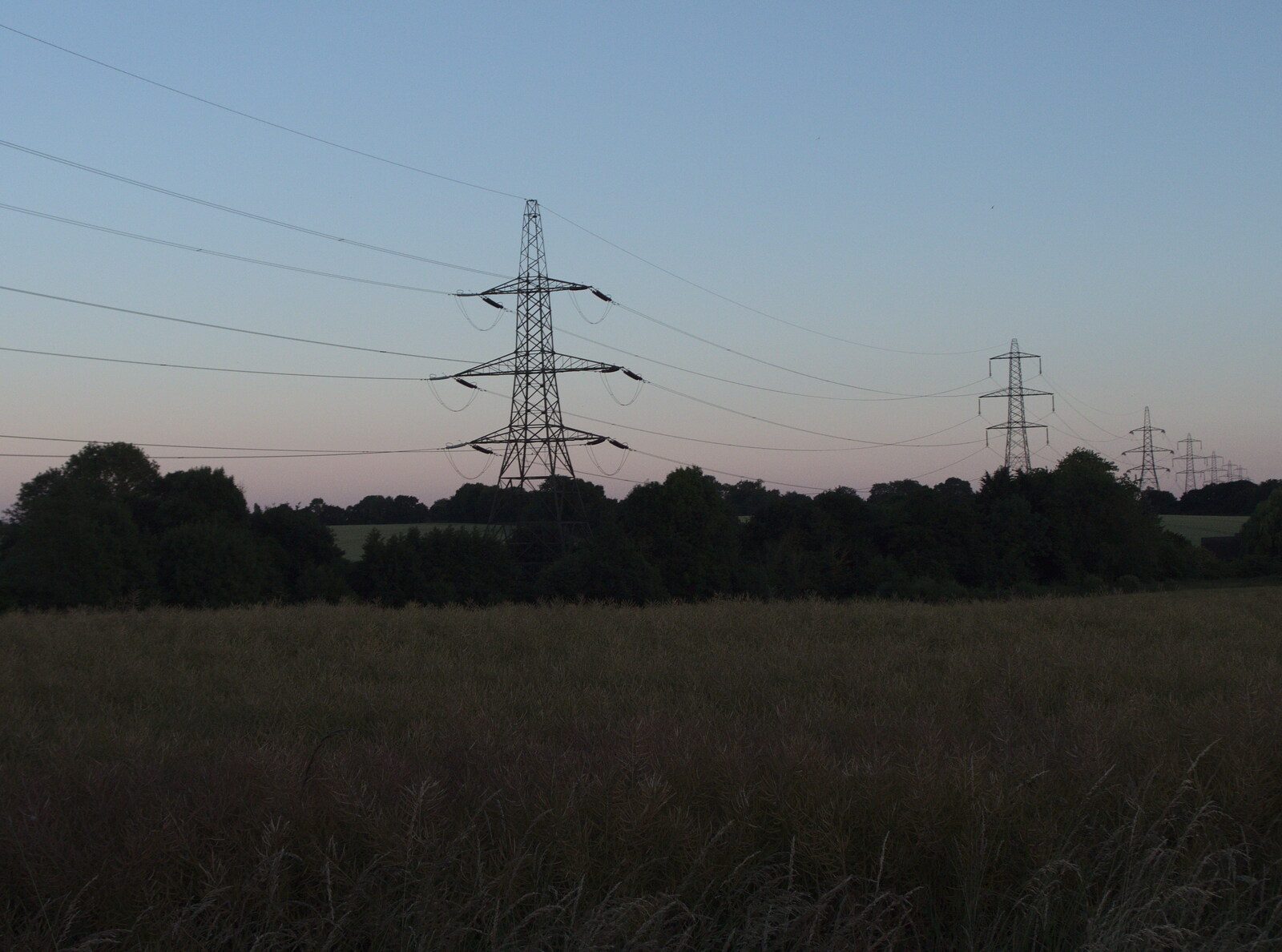 Pylons in the dusk from Pizza at the Village Hall, Brome, Suffolk - 24th June 2022