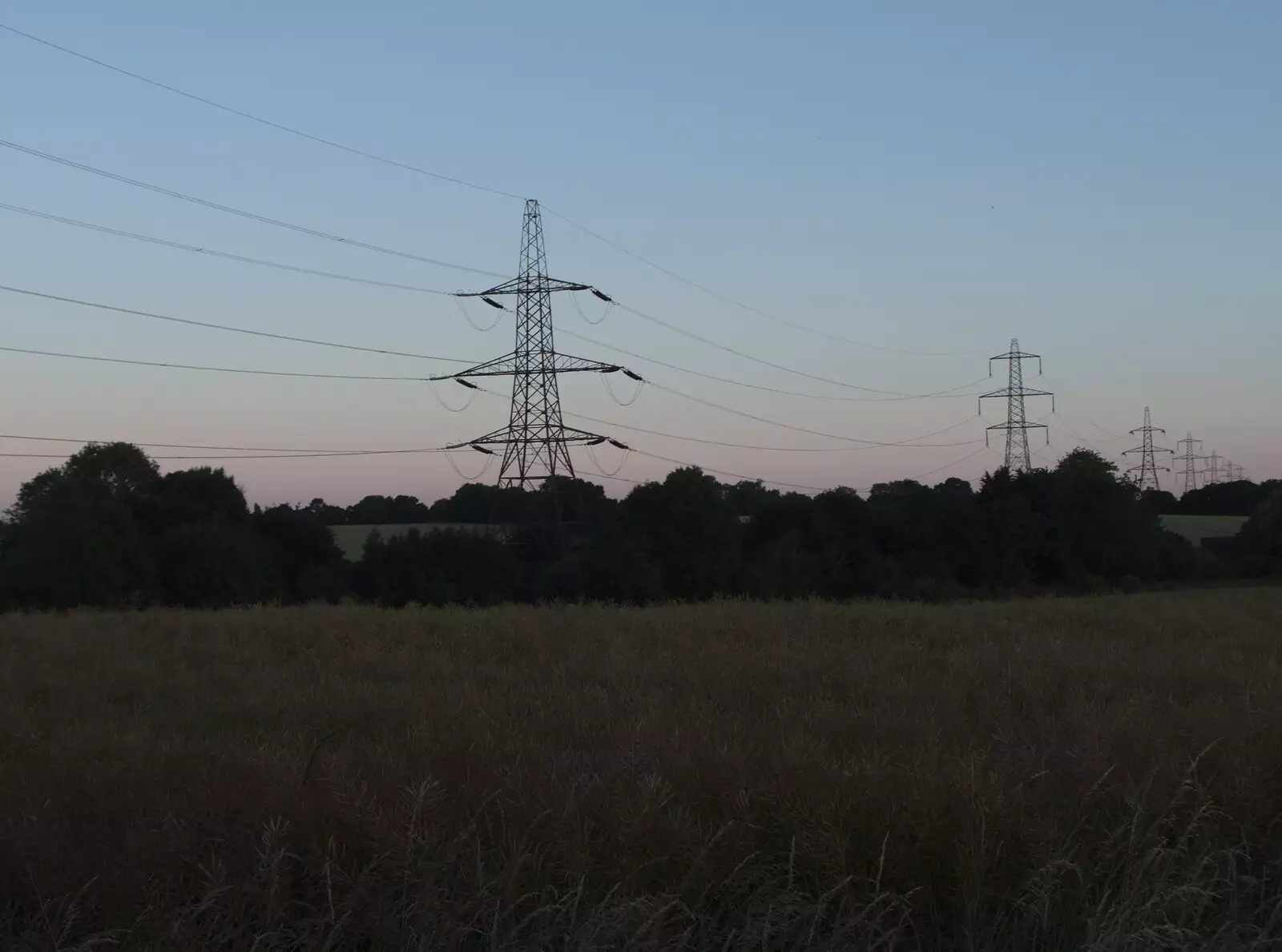 Pylons in the dusk, from Pizza at the Village Hall, Brome, Suffolk - 24th June 2022