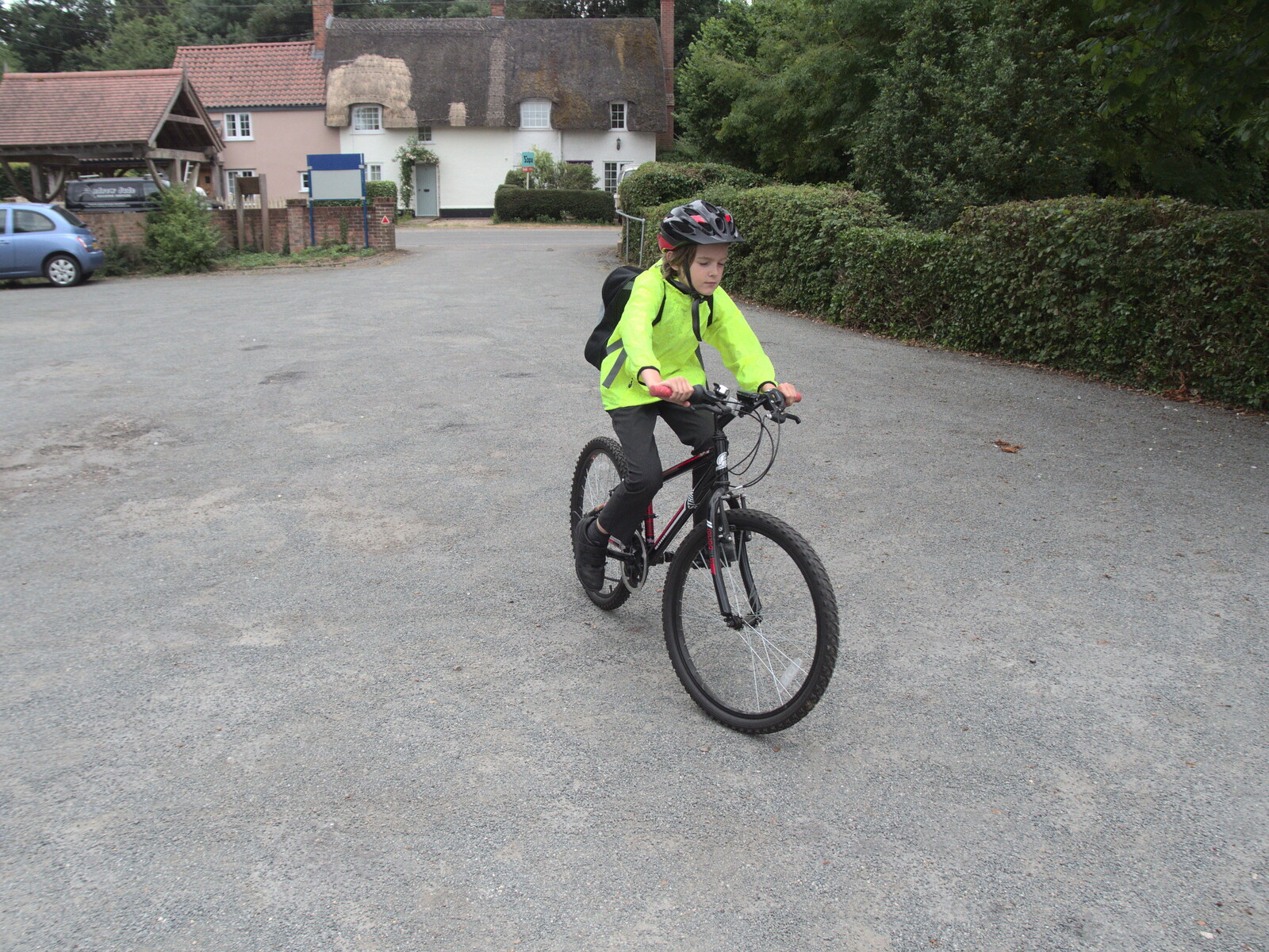 Harry cycles to the village hall with his eyes closed from Pizza at the Village Hall, Brome, Suffolk - 24th June 2022