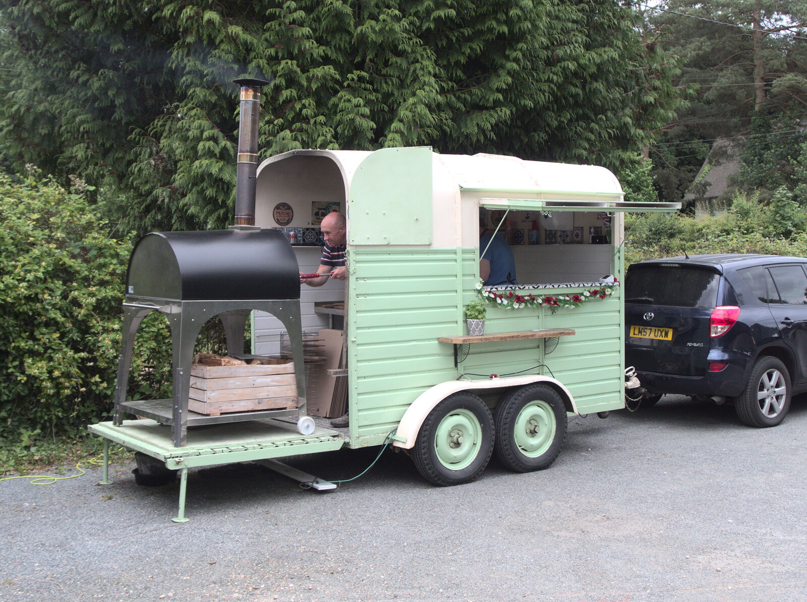 Wild Flour's pizza van is in the car park from Pizza at the Village Hall, Brome, Suffolk - 24th June 2022