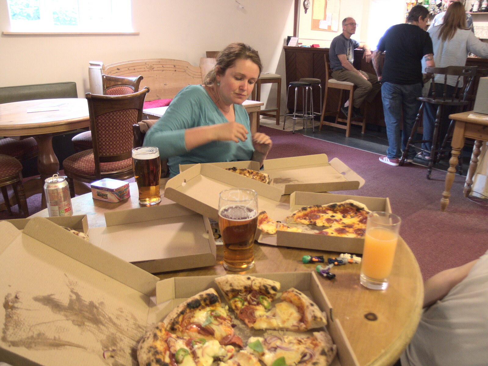 We eat our pizza by the bar from Pizza at the Village Hall, Brome, Suffolk - 24th June 2022