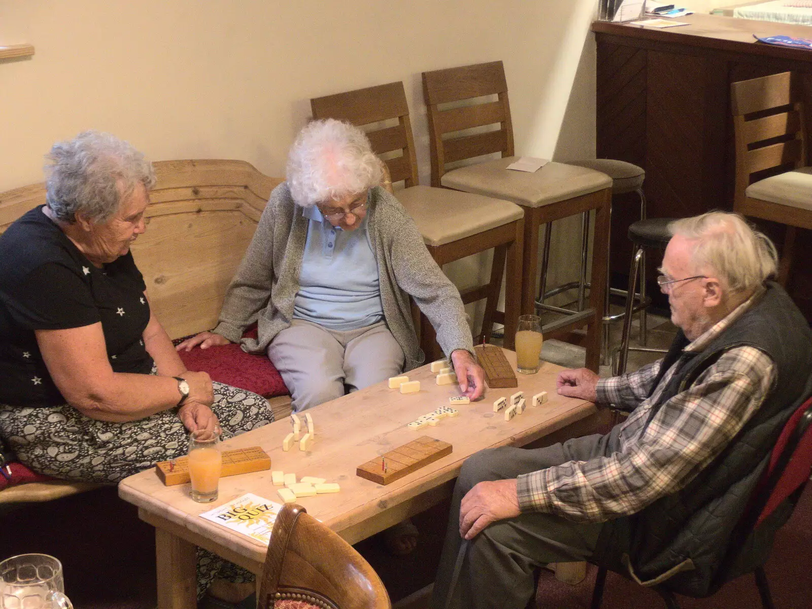 Old Man West plays dominoes, from Pizza at the Village Hall, Brome, Suffolk - 24th June 2022