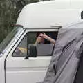 Fred waves a Rubik's cube out of the van window, Camping at the Lake, Weybread, Harleston - 25th June 2022