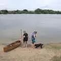 Isobel and Allyson head out in the canoe, Camping at the Lake, Weybread, Harleston - 25th June 2022