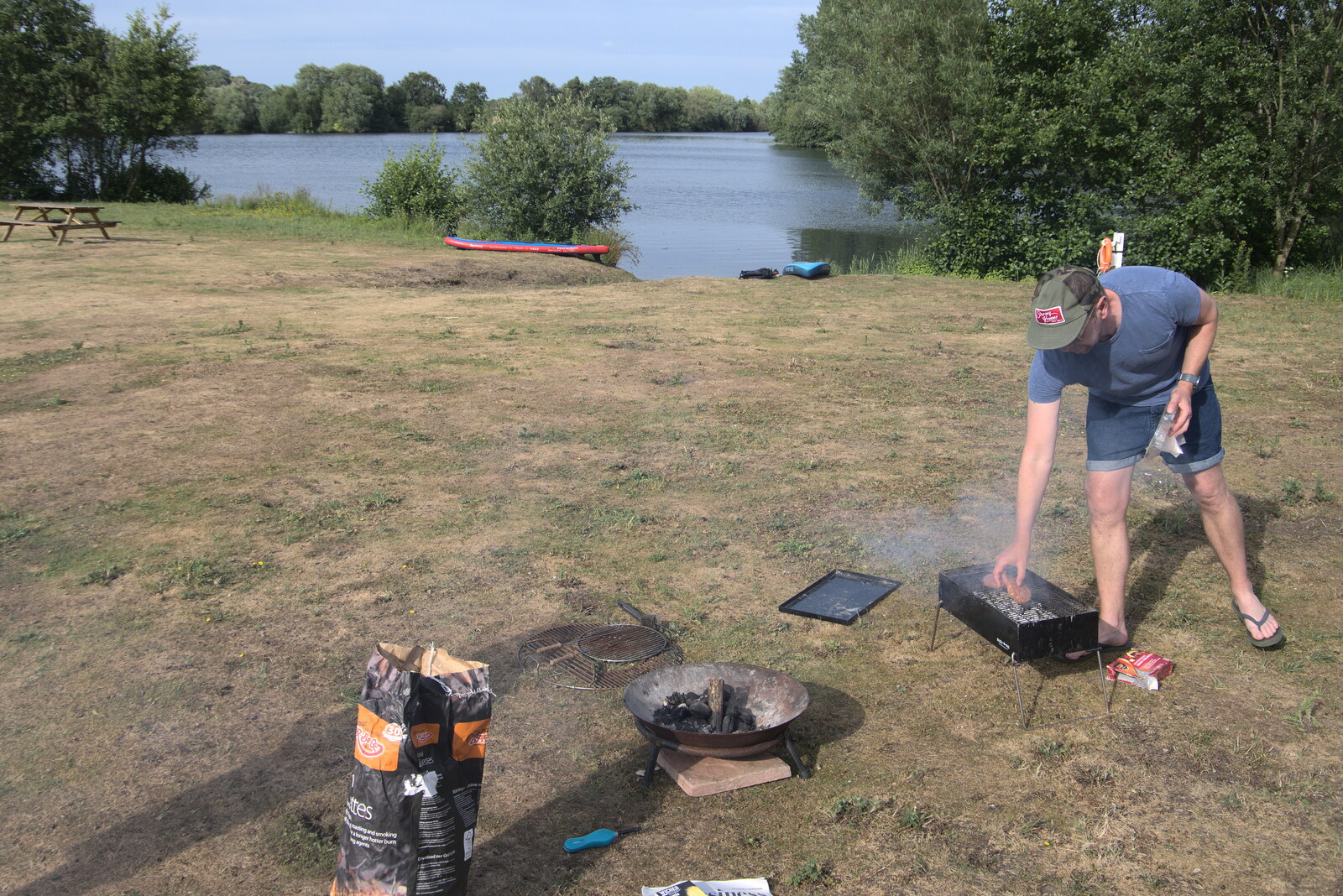 Pete's got a barbeque going from Camping at the Lake, Weybread, Harleston - 25th June 2022