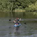 Fred and Harry get a go on a paddle board, Camping at the Lake, Weybread, Harleston - 25th June 2022