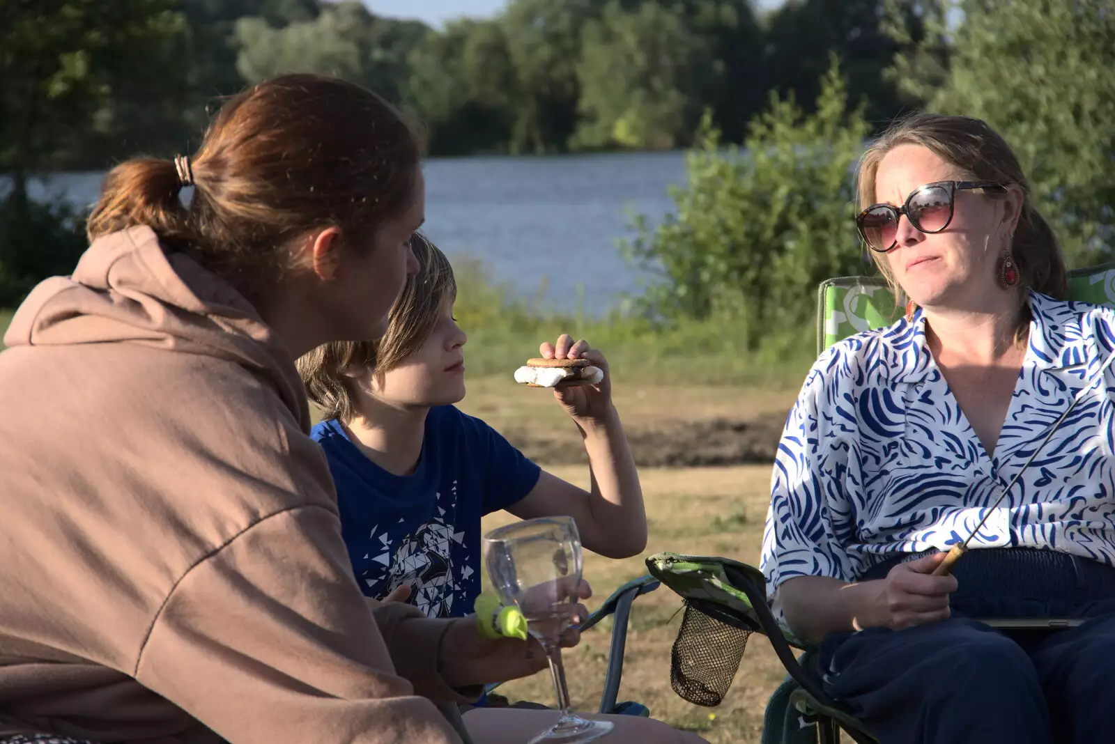 Harry constructs a perfect s'more, from Camping at the Lake, Weybread, Harleston - 25th June 2022