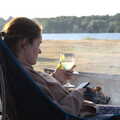 Camping at the Lake, Weybread, Harleston - 25th June 2022, Isobel does some phone stuff